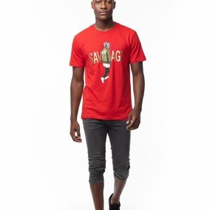 BKYS Savage Streetwear Short Sleeve Urban Graphic Retro Red Boys Youth S T-Shirt